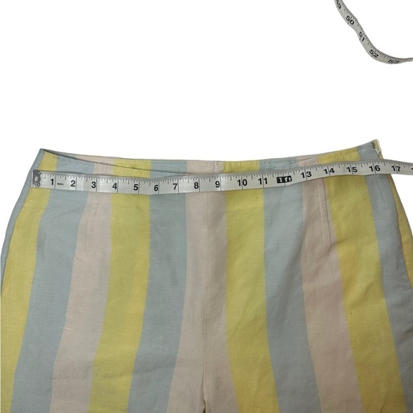NEW Tory Burch Crop Pant 8 Stripe Silk Linen Slim Fit - Picture 6 of 11